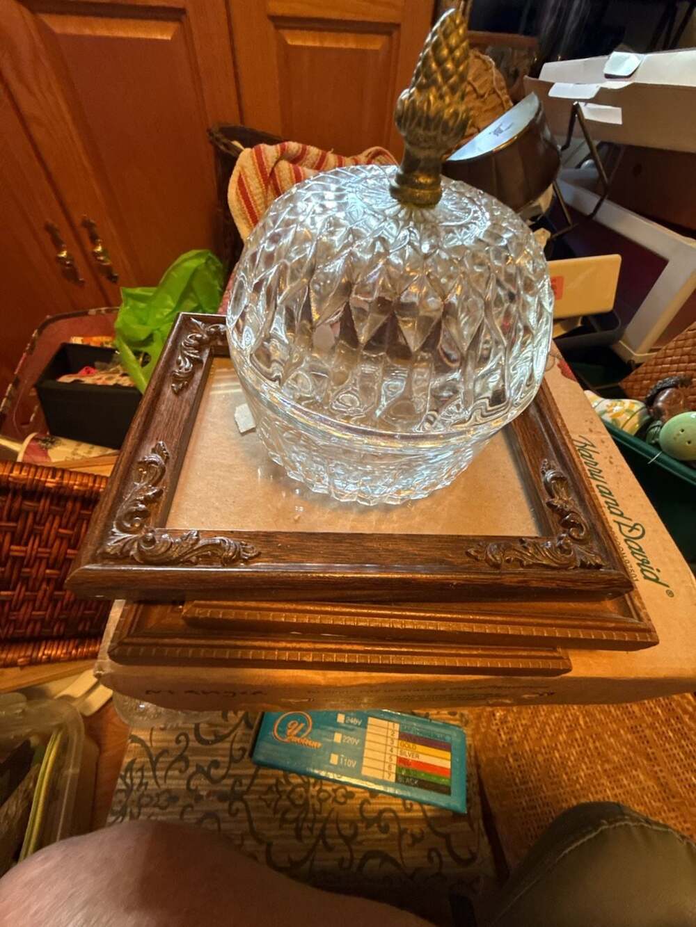 Vintage Indiana Glass Mount Vernon Clear Pressed Glass Candy Dish with Brass Aco